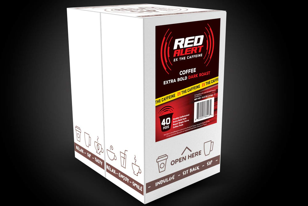 Red Alert liquid caffeine addition visualizing extra jolt.