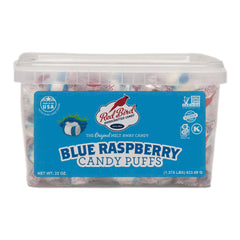 Red Bird Blue Raspberry Candy tub, ideal for sharing at gatherings.