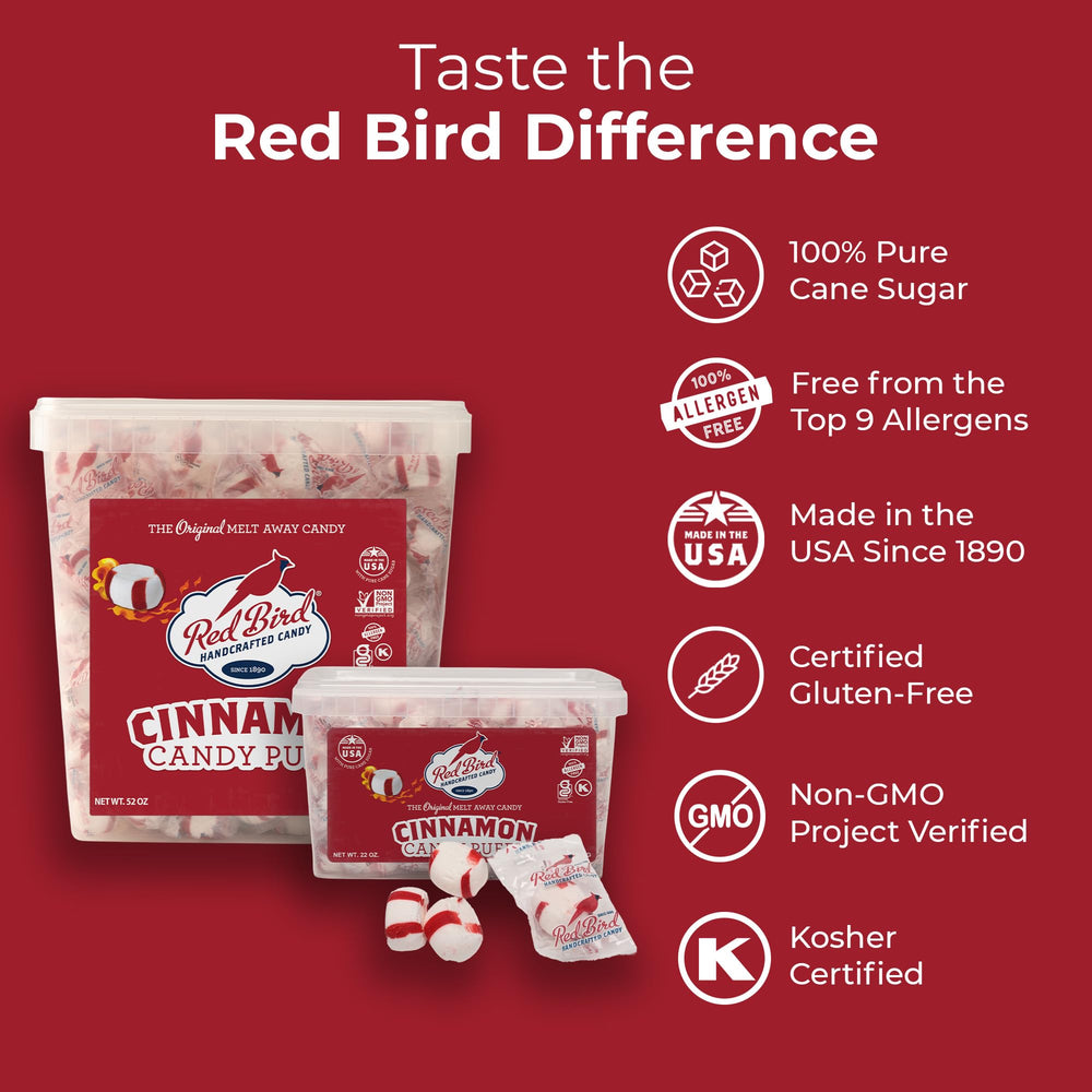 Red Bird Cinnamon Candy uses pure cane sugar for a simple, clean flavor.