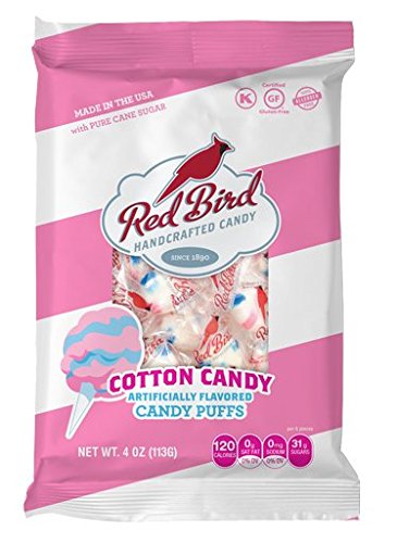 Red Bird cotton candy flavored candy mint-wrapped, perfect for on-the-go snacking.