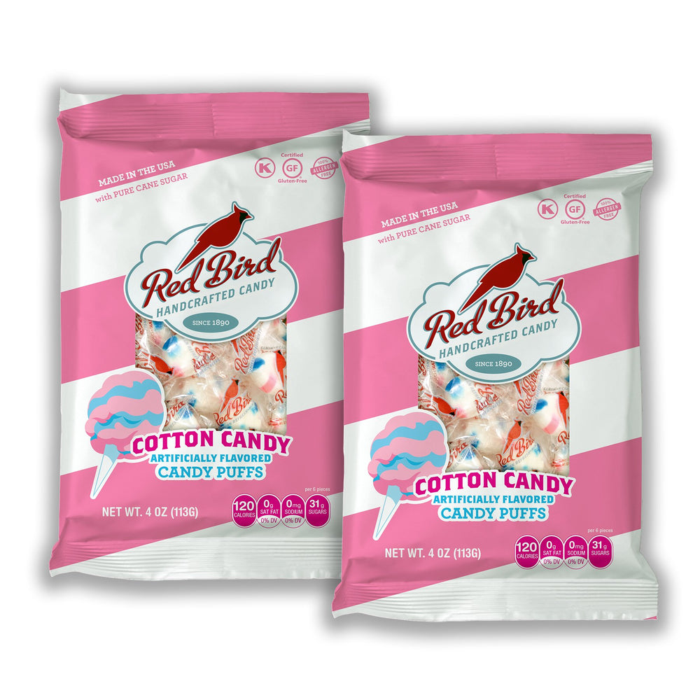 Red Bird cotton candy flavored candy packaging with bright wrappers, ideal for gifting.