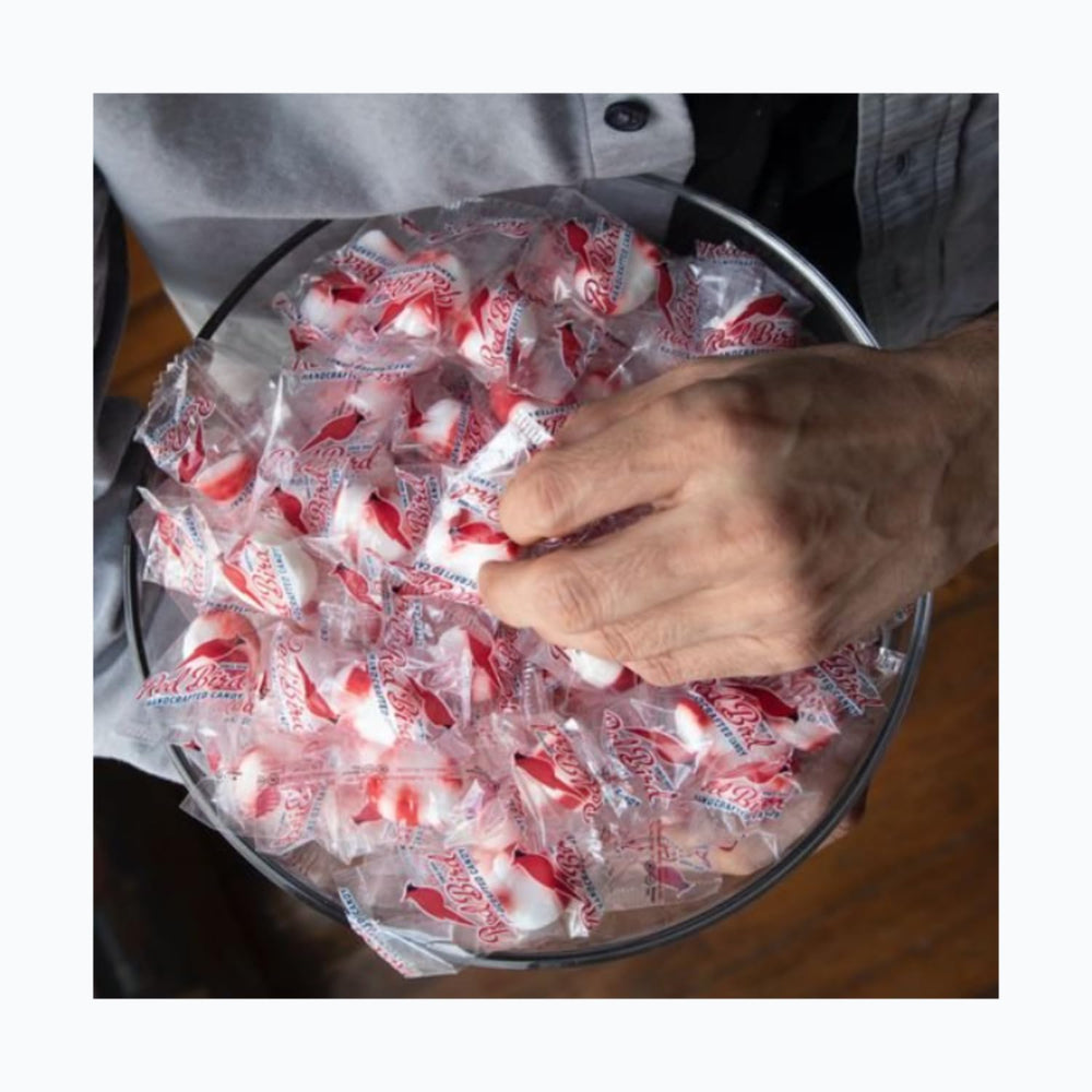 Individually wrapped Red Bird peppermint puffs ideal for a candy bowl