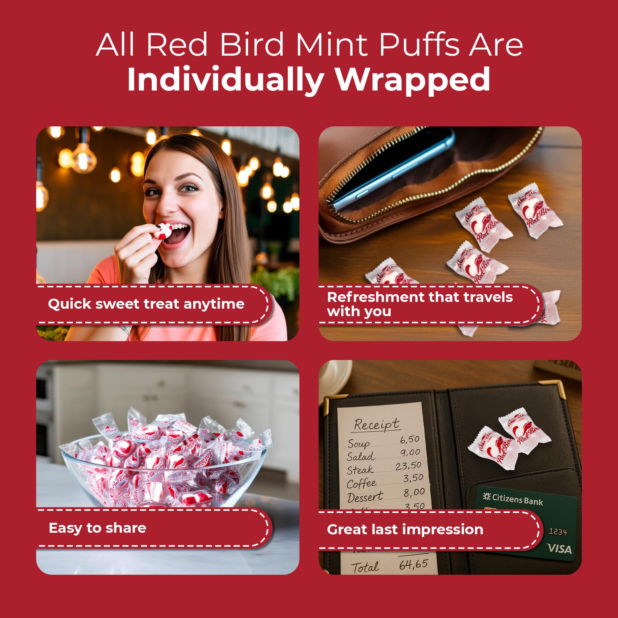 Hand-applied red stripes on classic mints during production.
