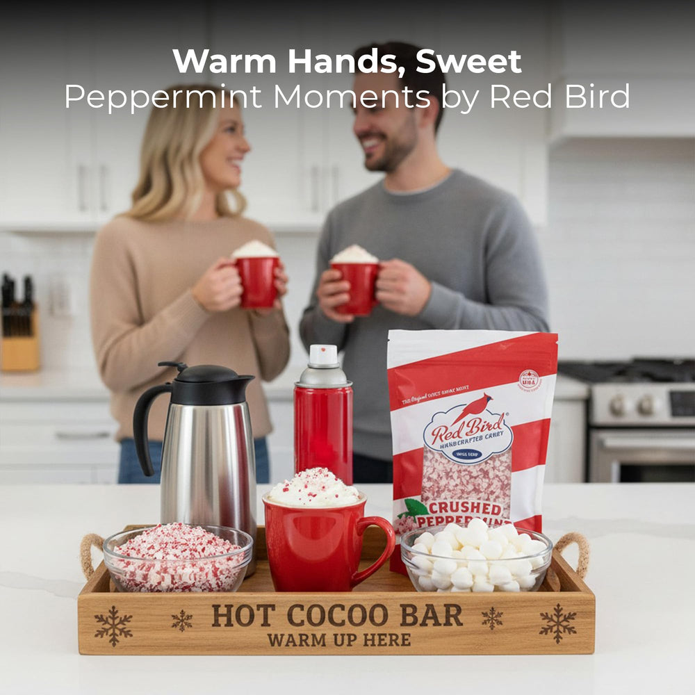 Red Bird Peppermint Puffs garnish for baked goods and treats