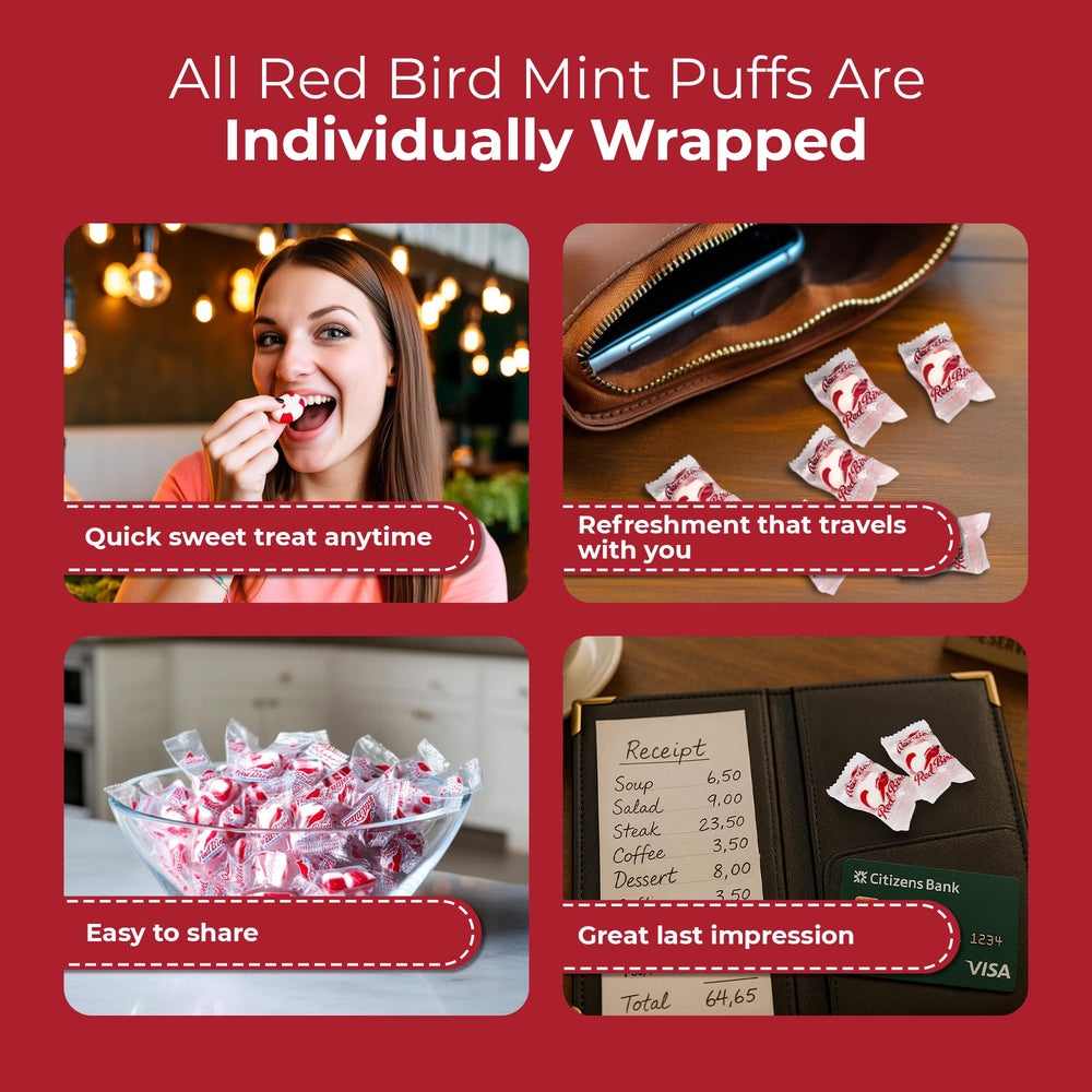 Closeup view of individually wrapped puffs emphasizes their vibrant stripes.