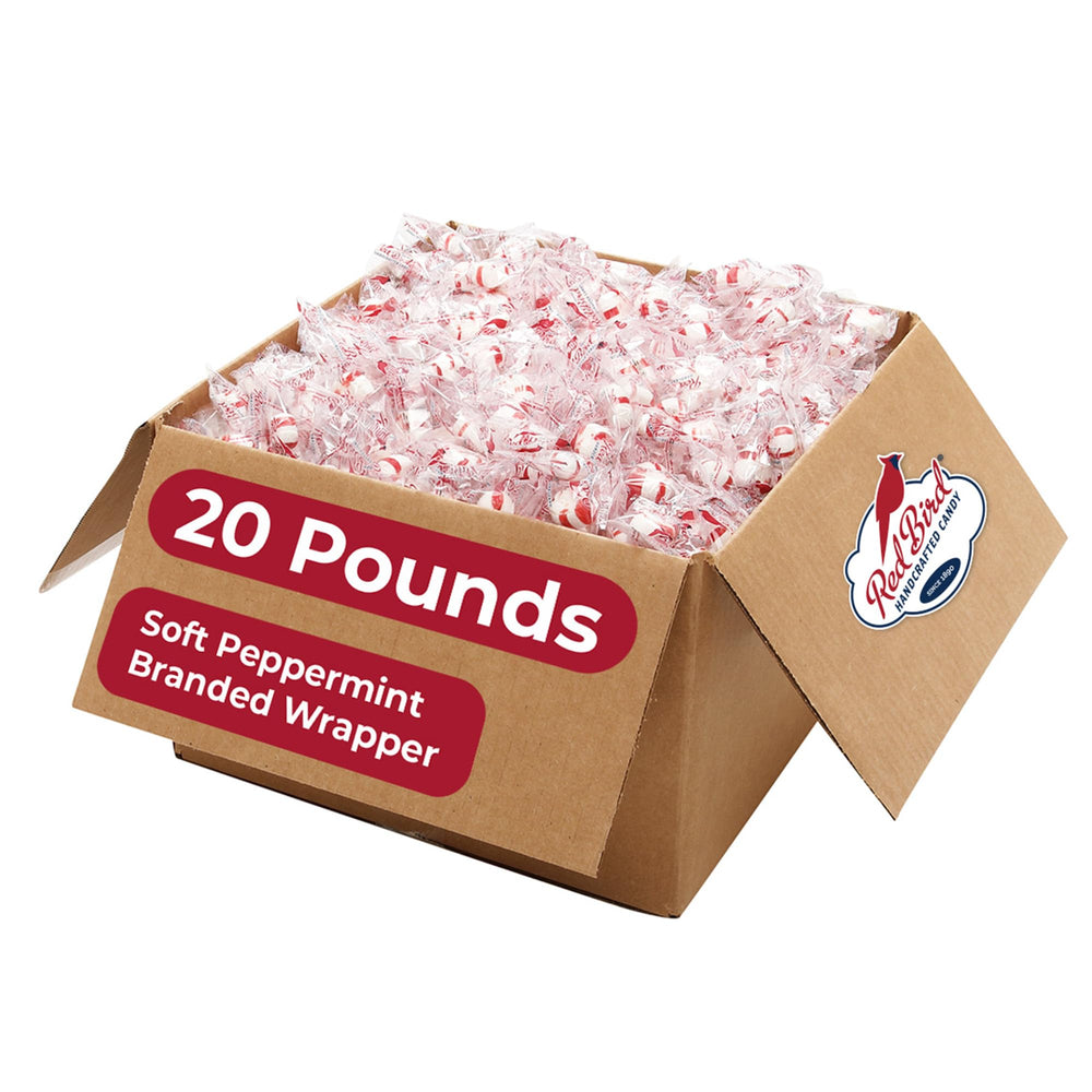 Red Bird Soft Peppermint Mints in branded wrappers, ideal for bulk office sharing.