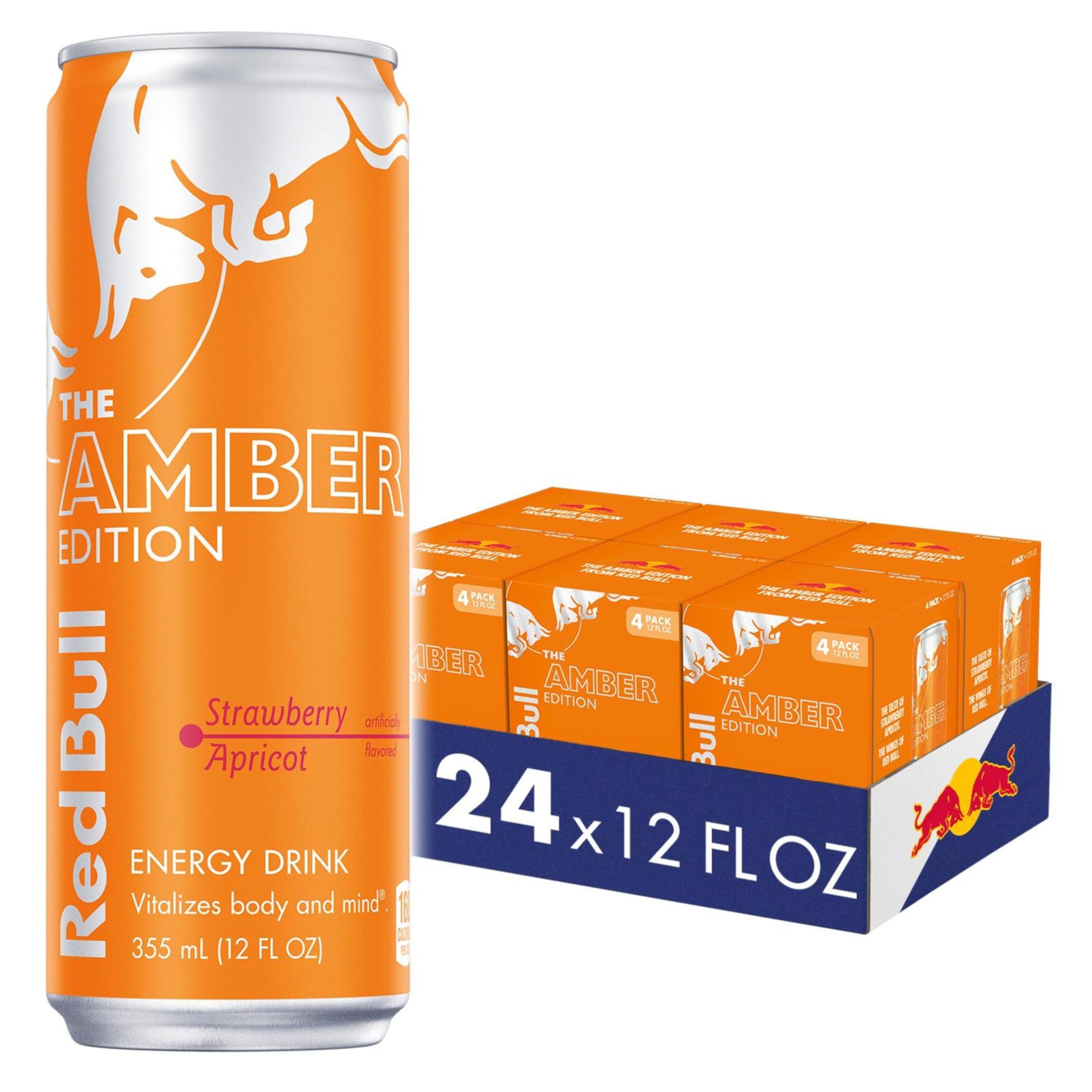 Red Bull Amber Edition can featuring strawberry apricot flavor for a quick energy boost