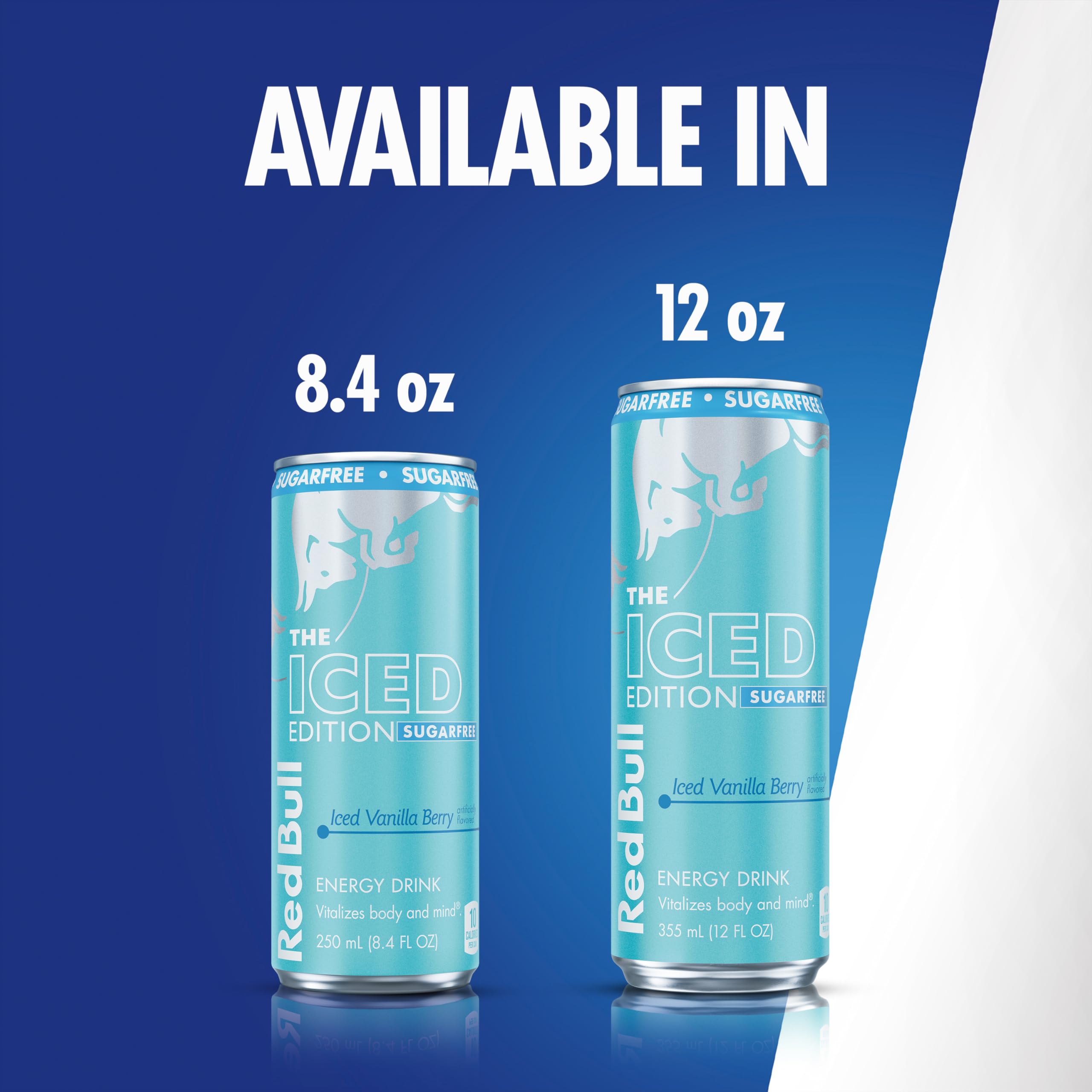 Red Bull Iced Edition Sugarfree aluminum can ready for recycling and responsible packaging.
