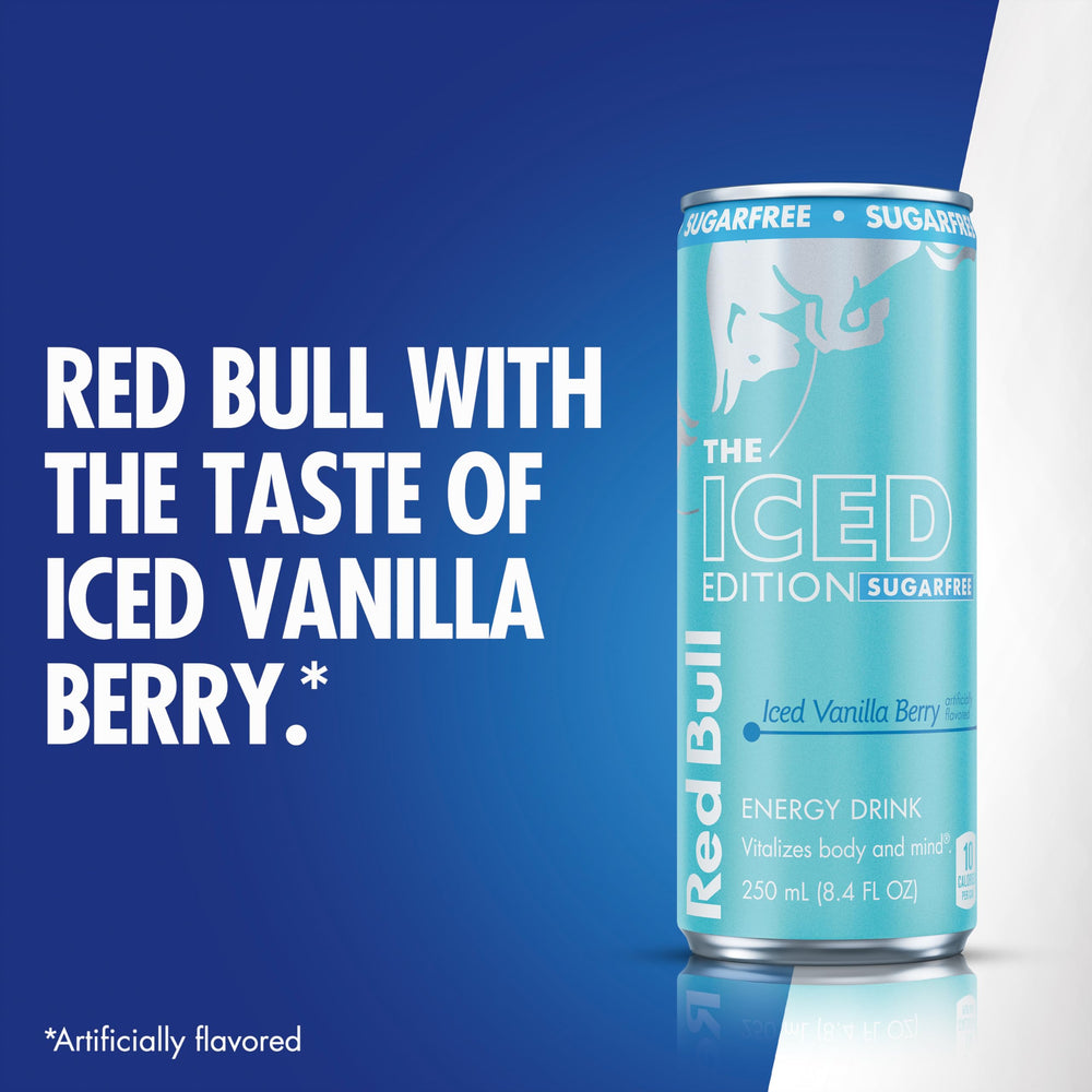 Athlete about to train with Red Bull Iced Edition Sugarfree for a focused warm-up.