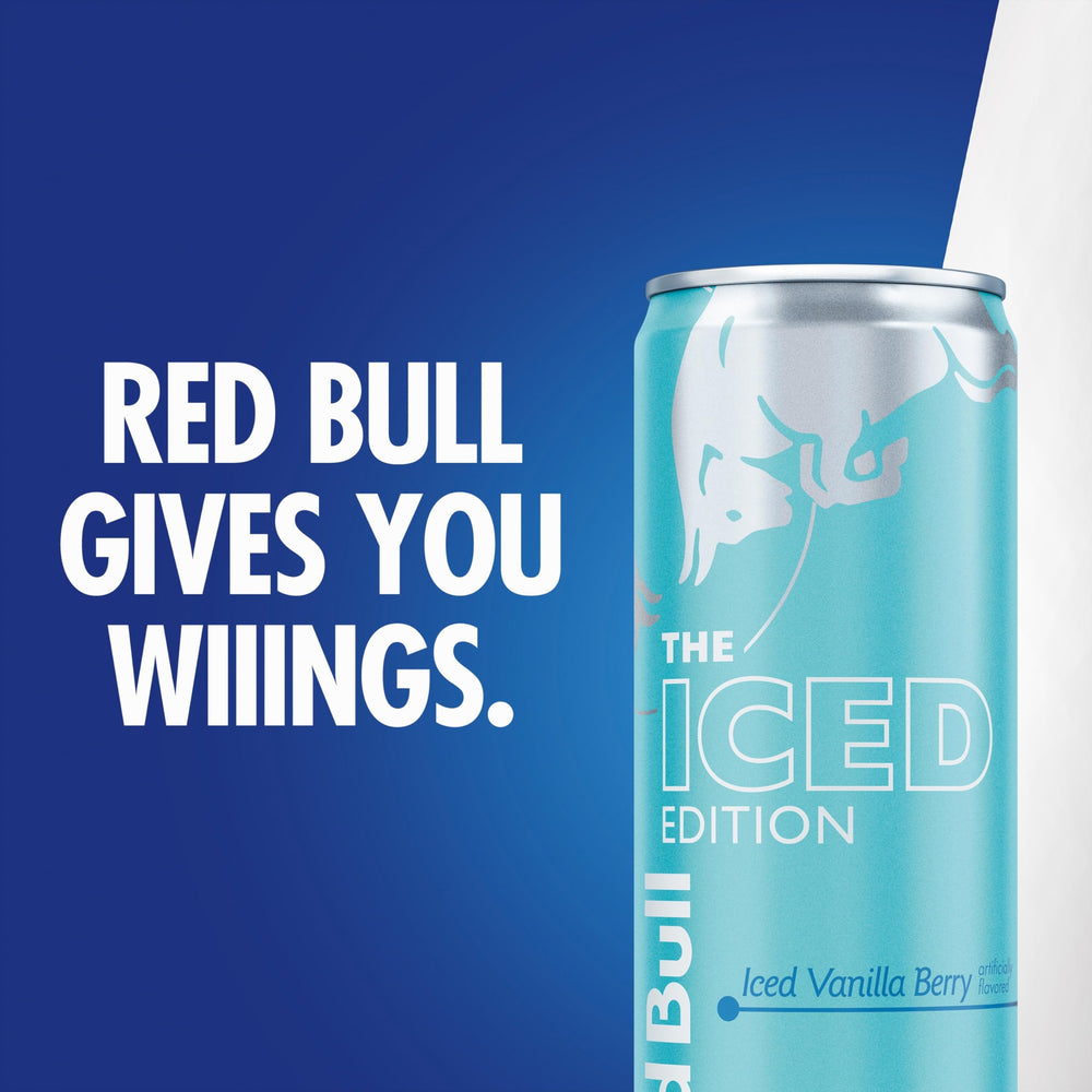 Red Bull Iced Vanilla Berry energy aluminum can recycling message