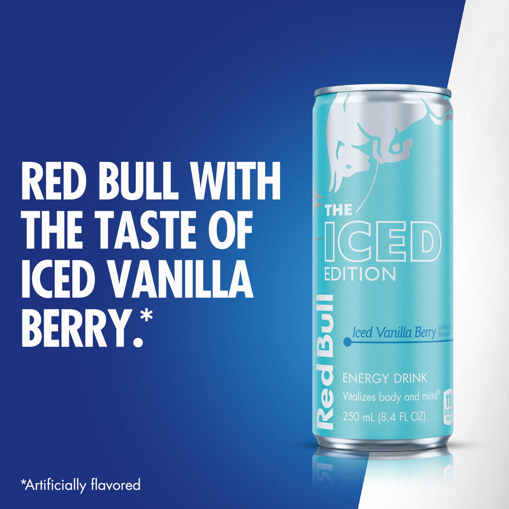 Red Bull Iced Vanilla Berry mocktail base, versatile for non-alcoholic mixes.