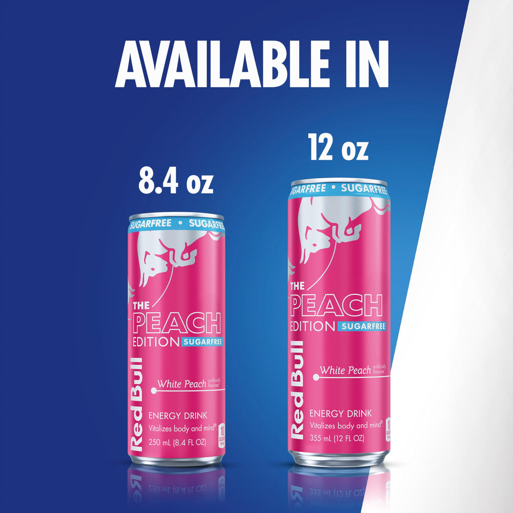 Red Bull Peach Edition Sugarfree 24-pack, convenient for events.