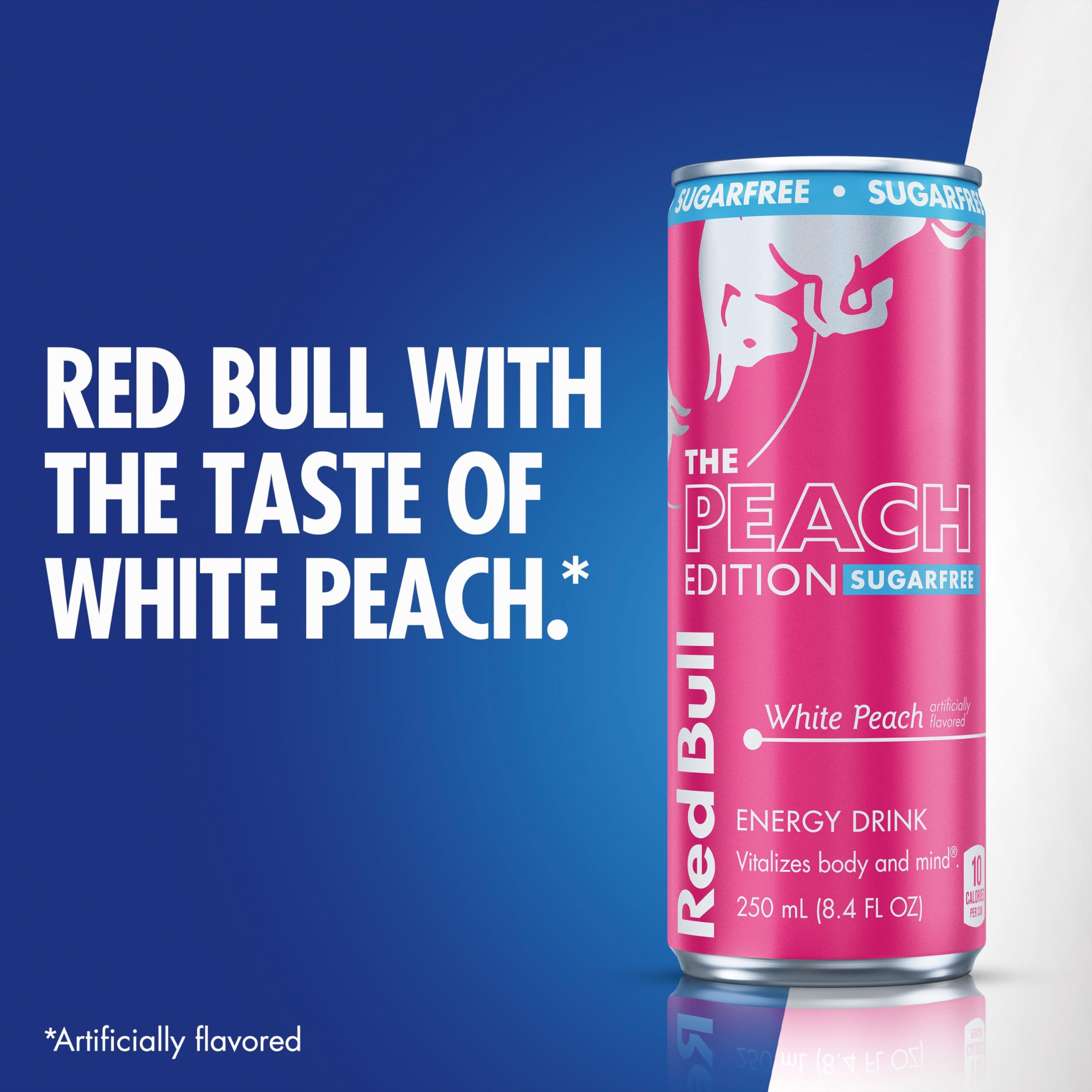 Red Bull Peach Edition Sugarfree graphic design, modern branding and flavor