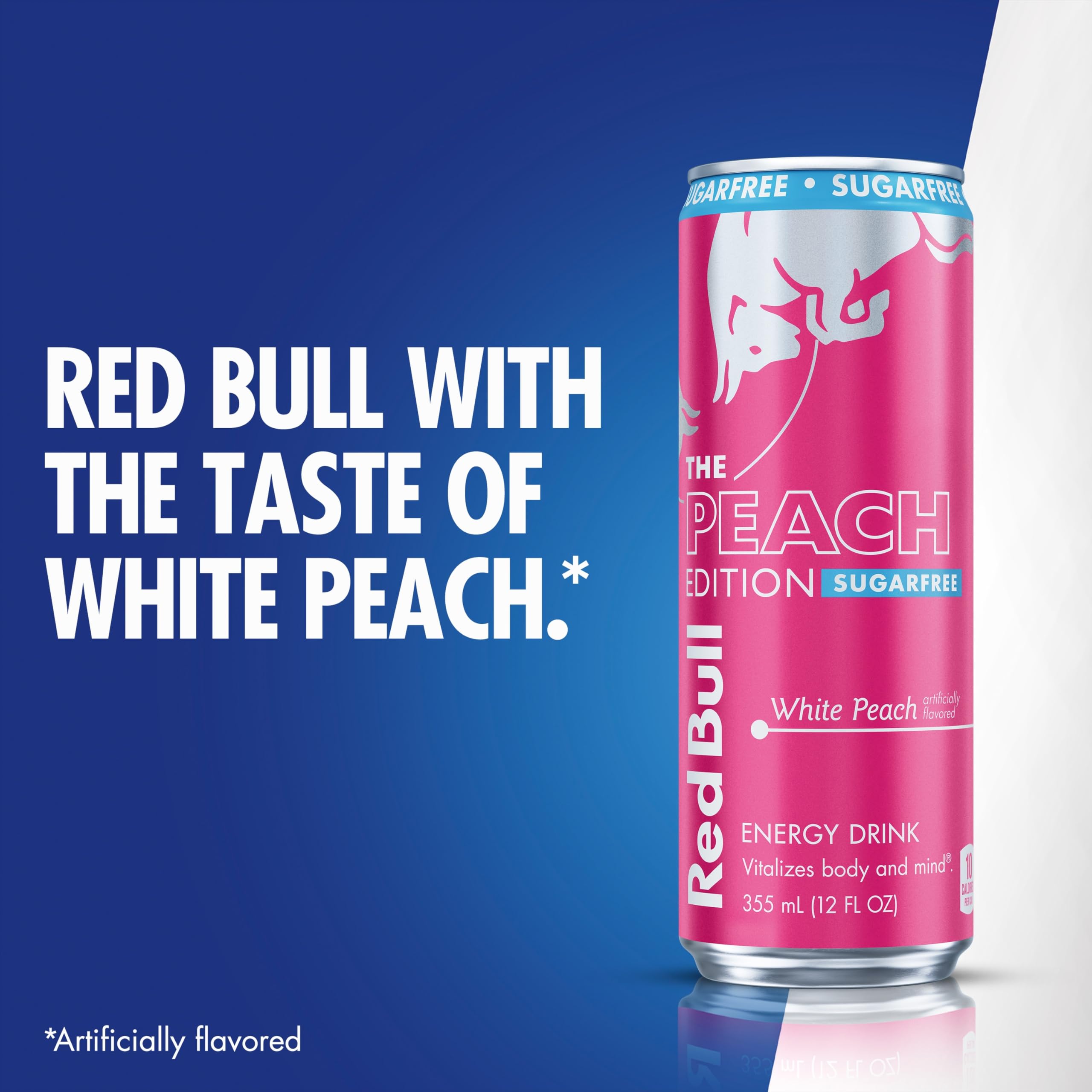 Red Bull Peach Edition Sugarfree can design stands out during workouts.