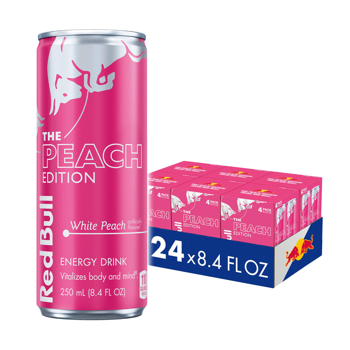 Red Bull Peach Edition White Peach can highlighting energy-boosting flavor for on-the-go days.