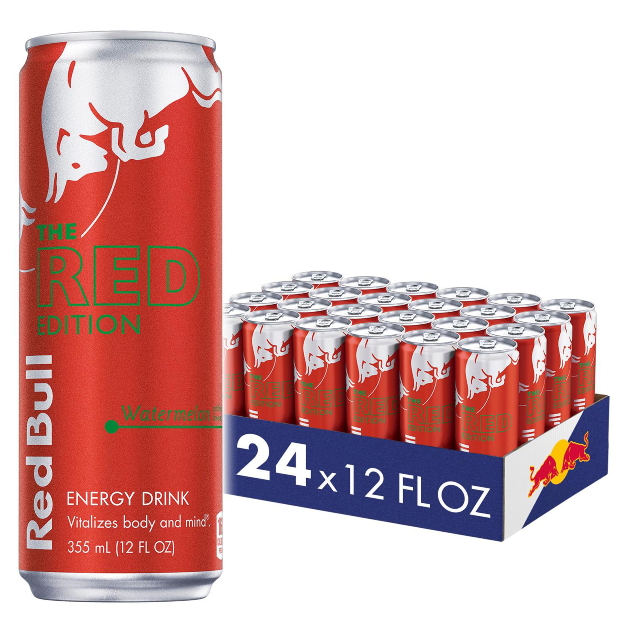 Red Bull Red Edition Watermelon can front view showing refreshing energy boost