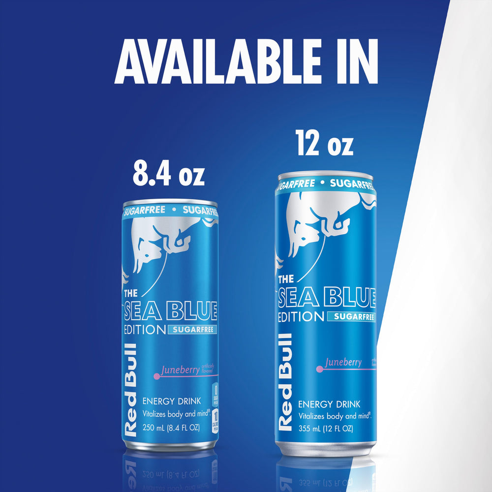 Red Bull Sea Blue Edition on gym bench implies active lifestyle.