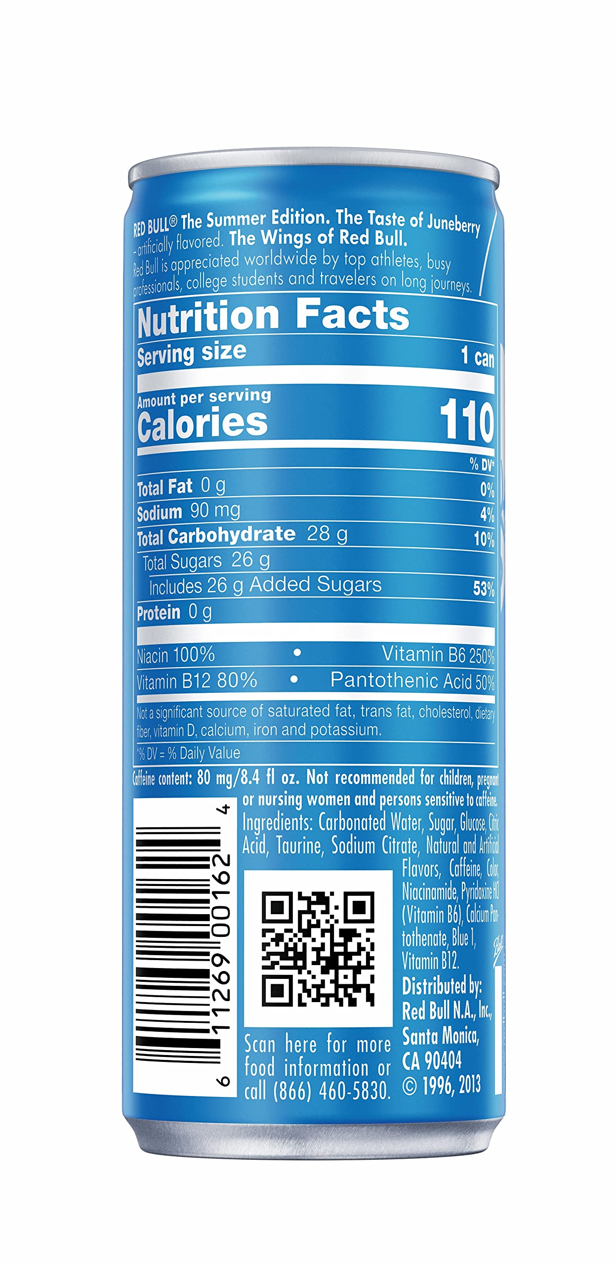 Close-up of Red Bull Sea Blue Edition can against blue backdrop signaling premium energy