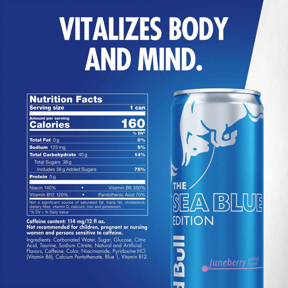 Red Bull Sea Blue Edition Juneberry can may suit studying and gaming sessions