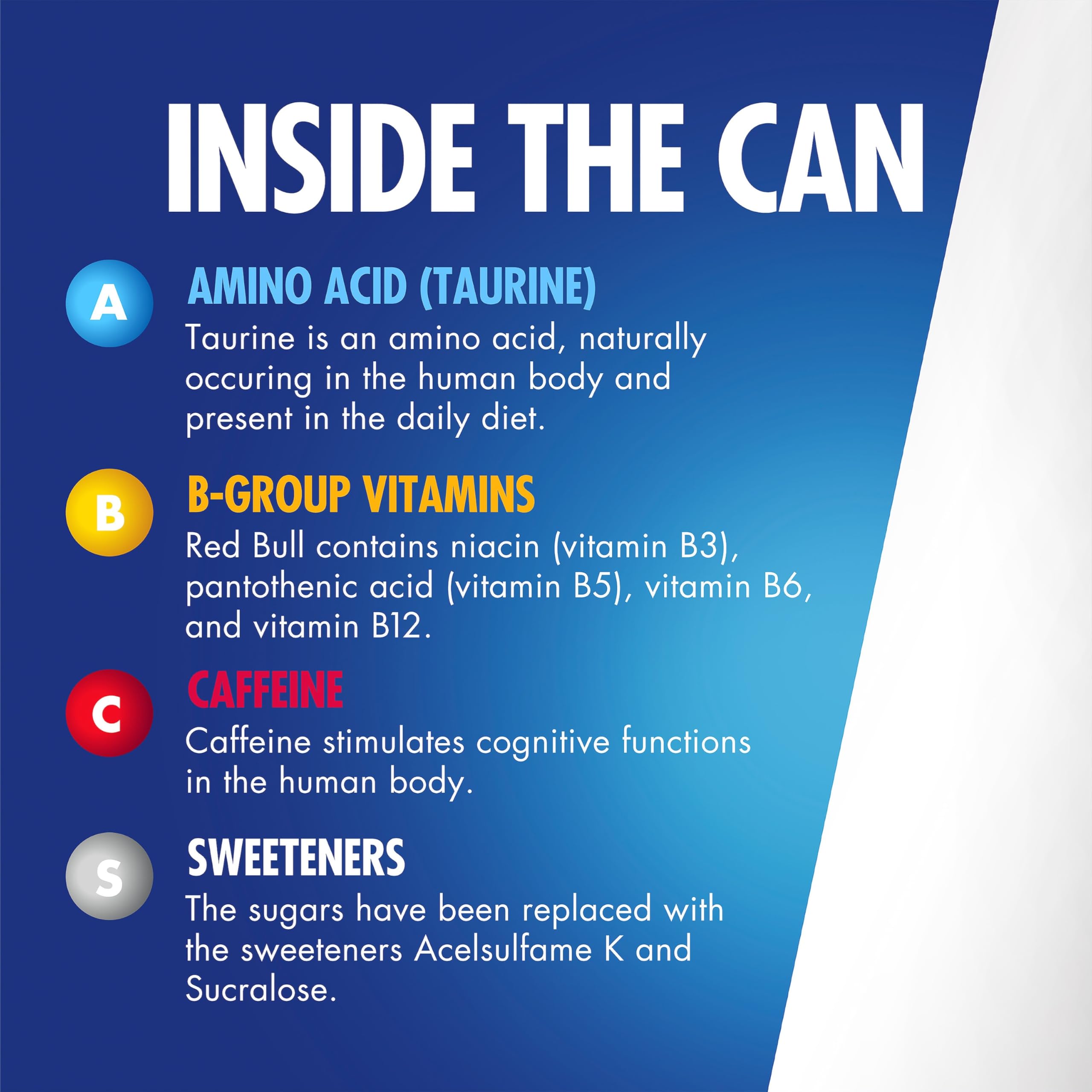 Red Bull Sea Blue Edition can highlights taurine and B vitamins.