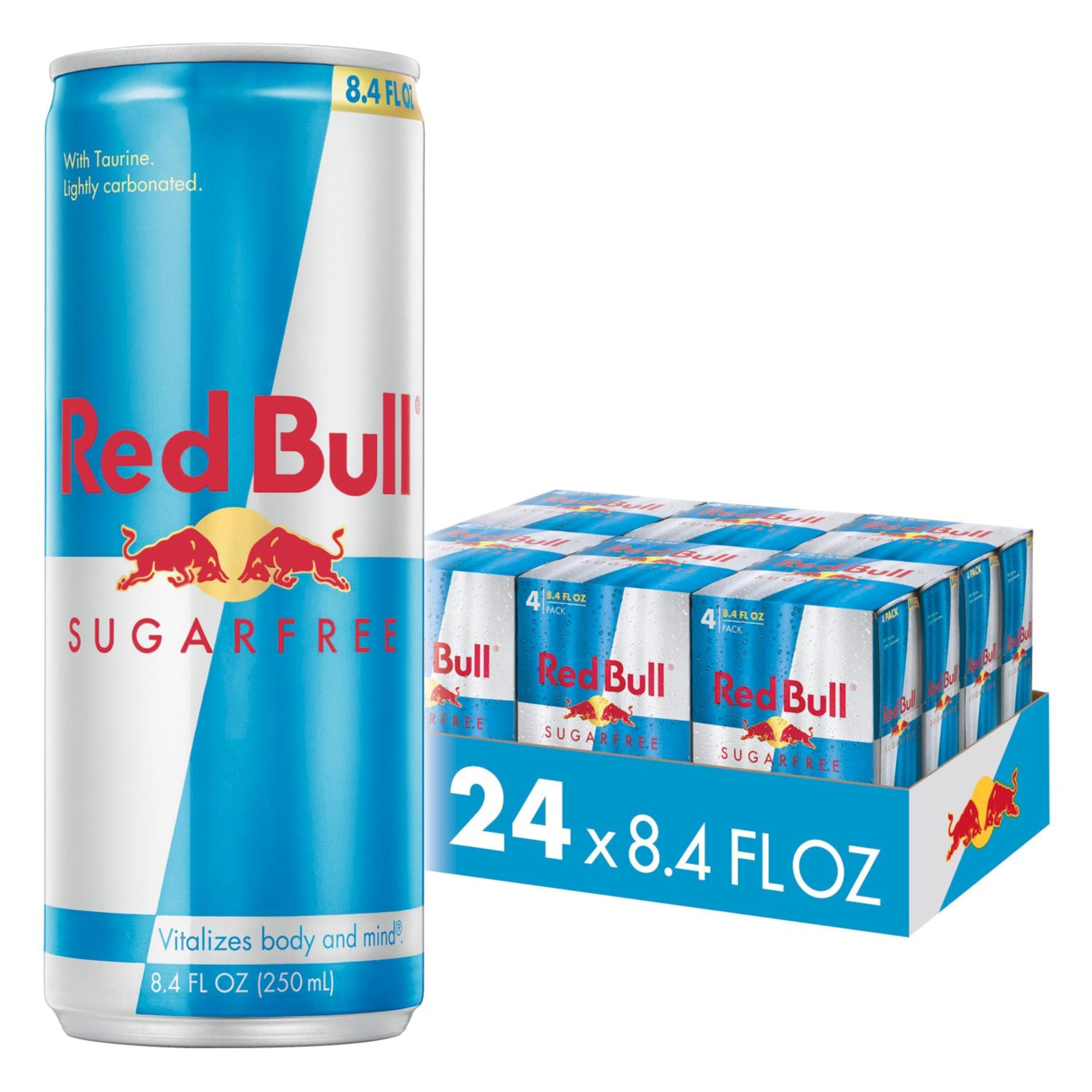 Red Bull Sugar Free can angled on desk for focused, sugar-free energy.