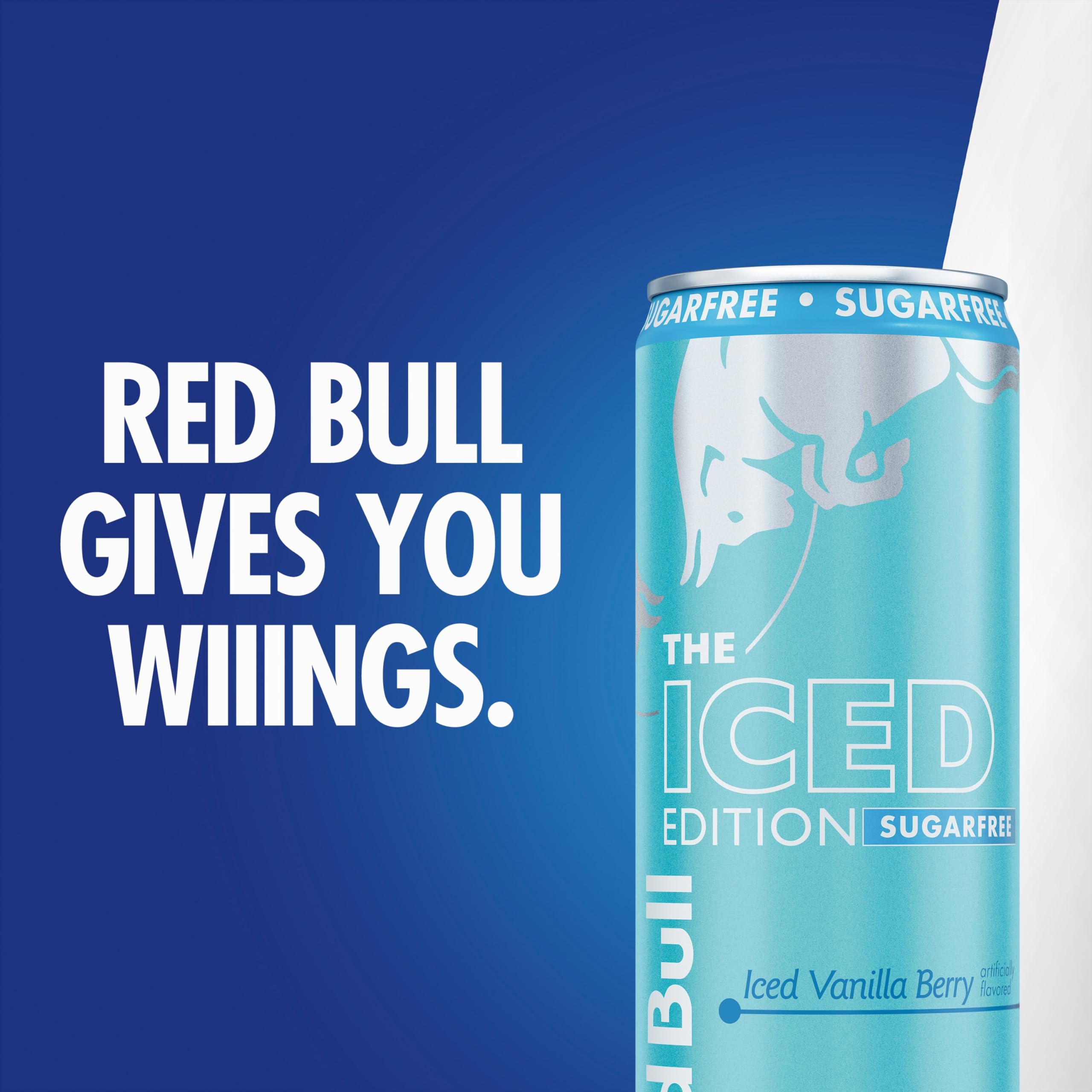 Red Bull Sugar-Free Iced Vanilla Berry can chilling in the fridge