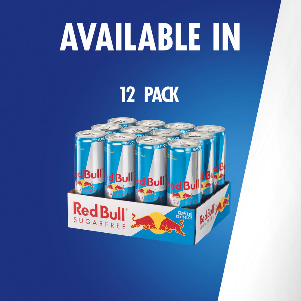 Red Bull Sugar Free caffeine level emphasis for a quick pick me up.