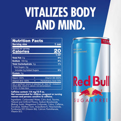 Open Red Bull Sugarfree can releasing bubbles and aroma