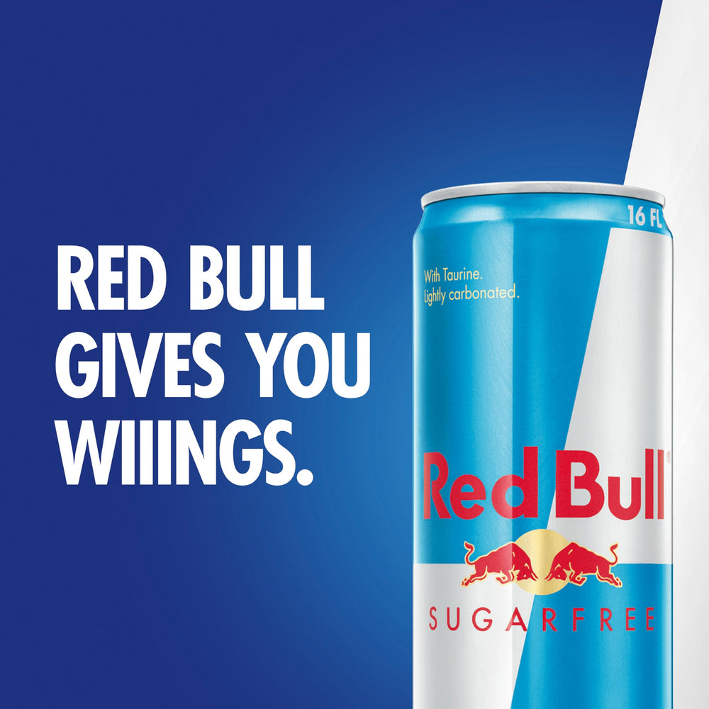 Red Bull Sugar Free nutrition facts panel shows 25 calories per can.
