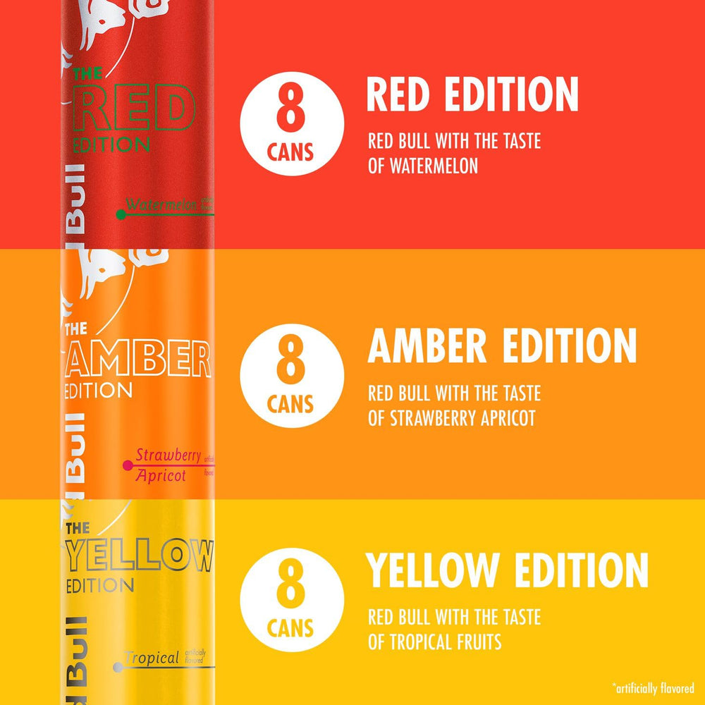 Red Bull Variety Pack box contains 24 cans for versatile refreshment.