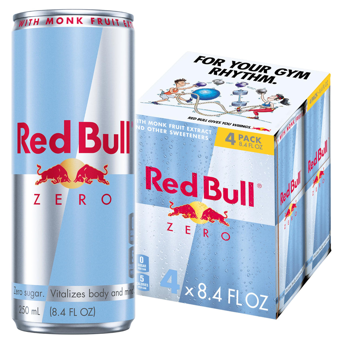 Red Bull Zero energy can with cotton candy visual for quick workouts