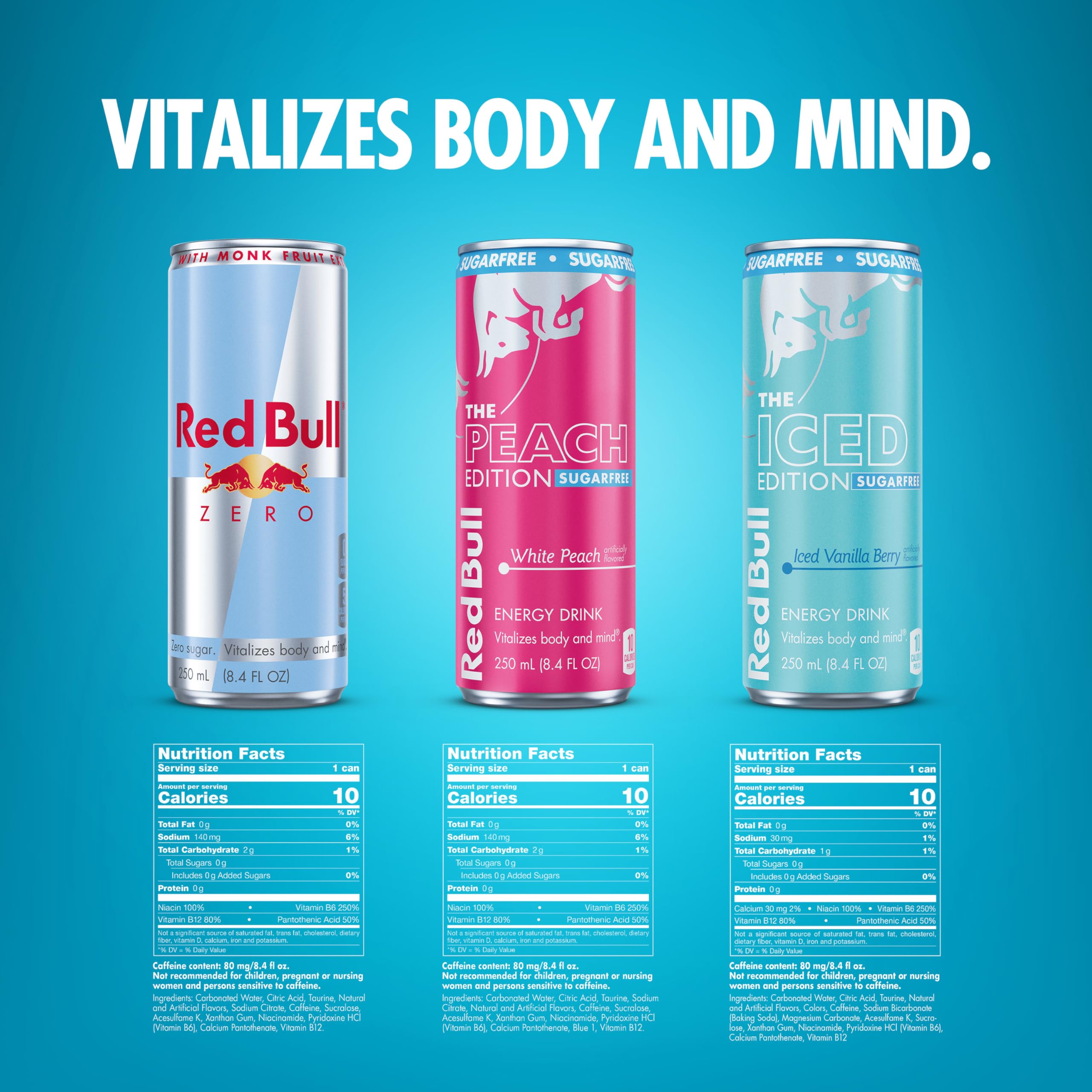 Red Bull Zero Sugar Iced Vanilla Berry can showcasing bold flavor and caffeine boost.