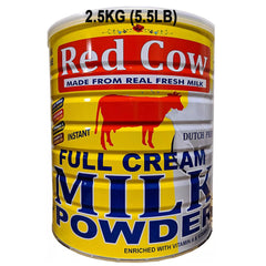 Red Cow full cream milk powder front label showcasing vitamins A and D