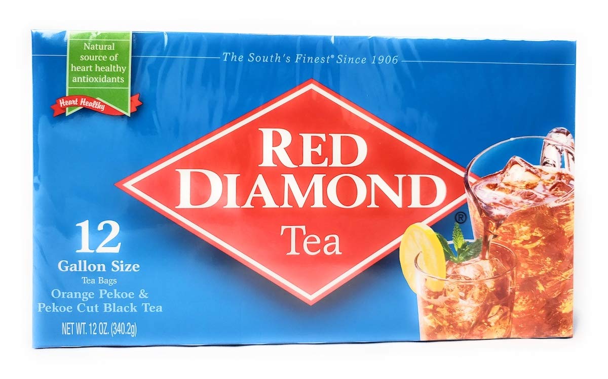 Red Diamond gallon-size iced tea bags for easy brewing.