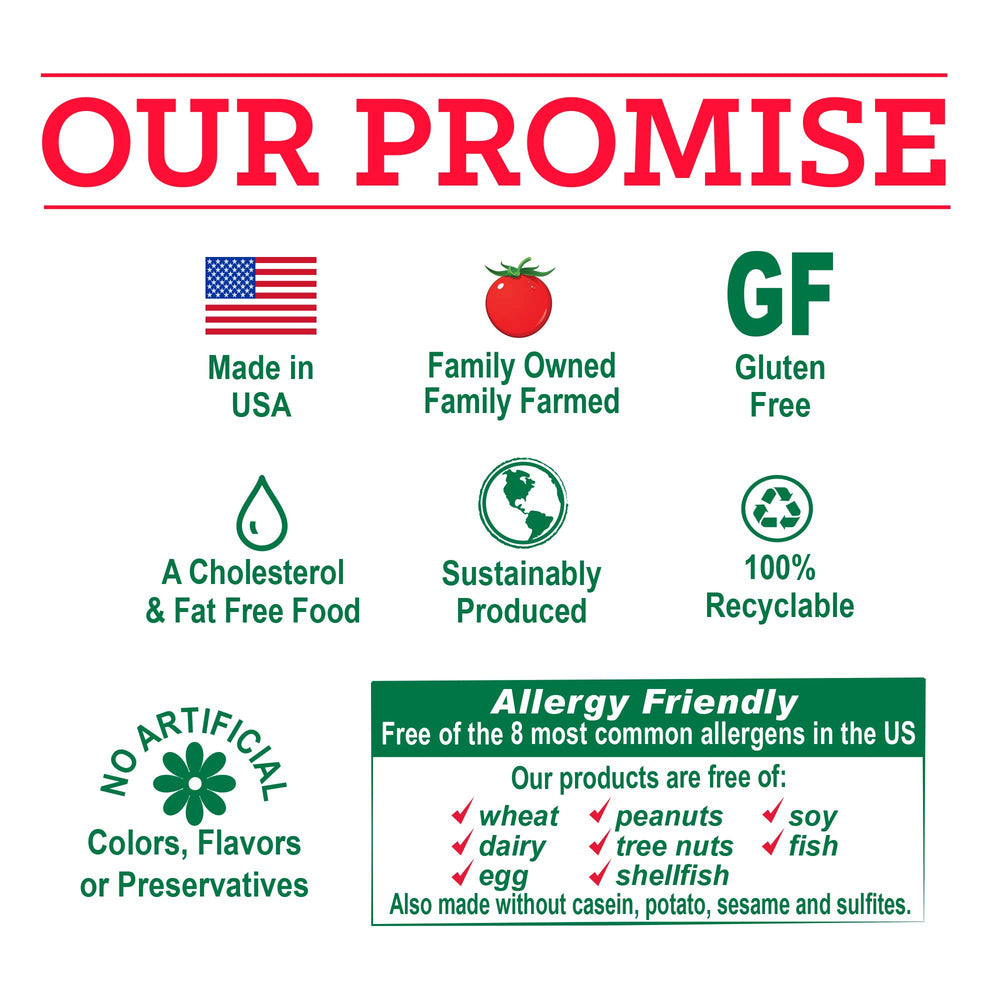 Red Gold Non-GMO verified badge signals trusted tomato quality.