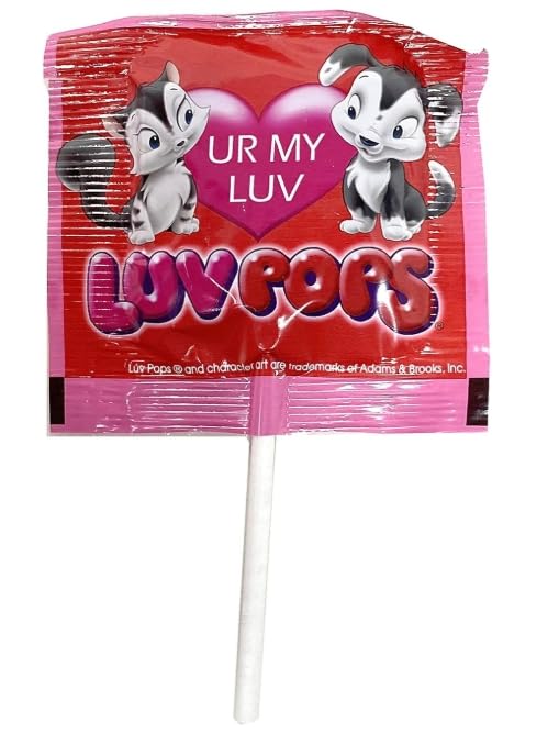 Red heart lollipops on white sticks, festive display for candy dishes.