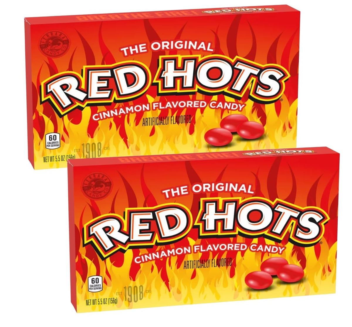 Red Hot Cinnamon hard candy pack front view highlighting bold flavor.