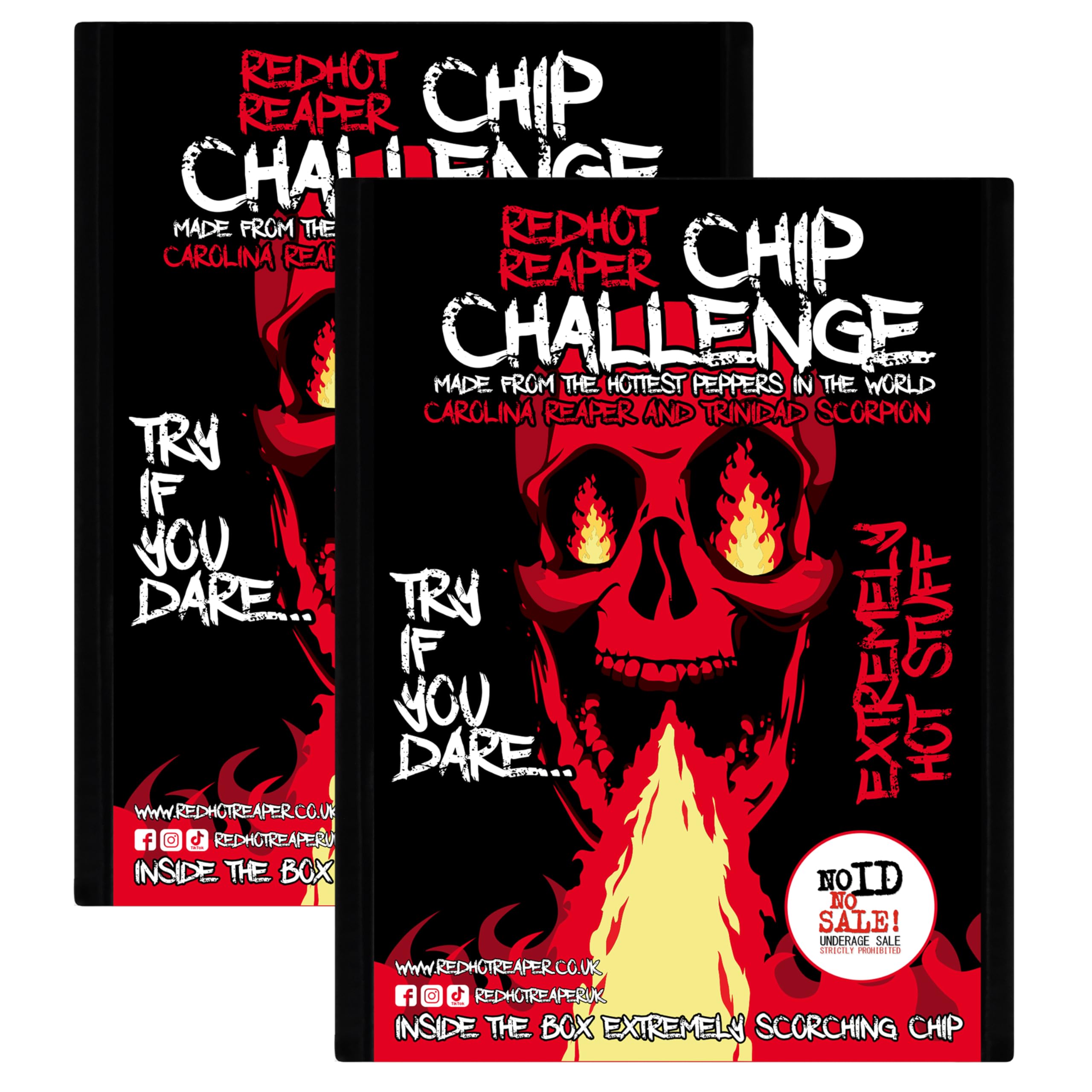 Red Hot Reaper 2-pack chip challenge front view for bold snack lovers seeking a viral moment.