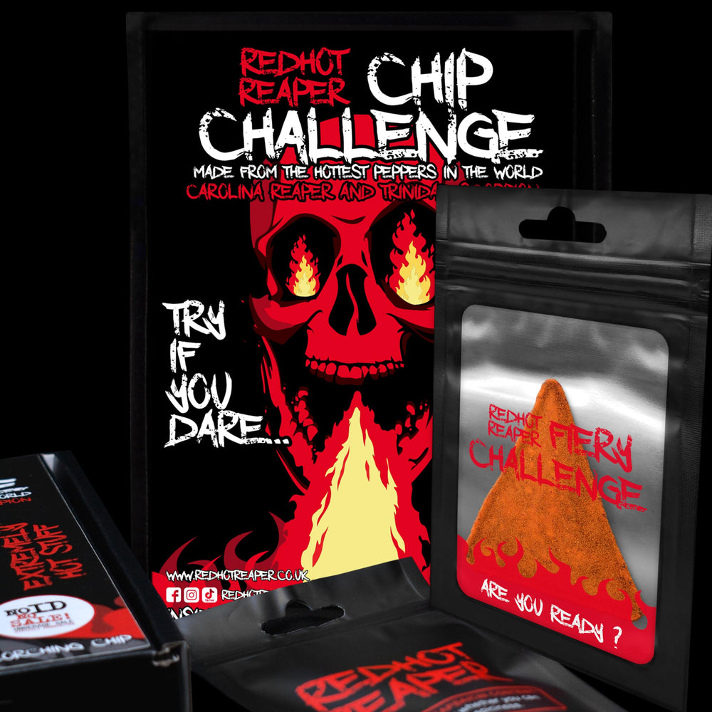 Red Hot Reaper glove-included view emphasizes safety gear for extreme heat challenges.
