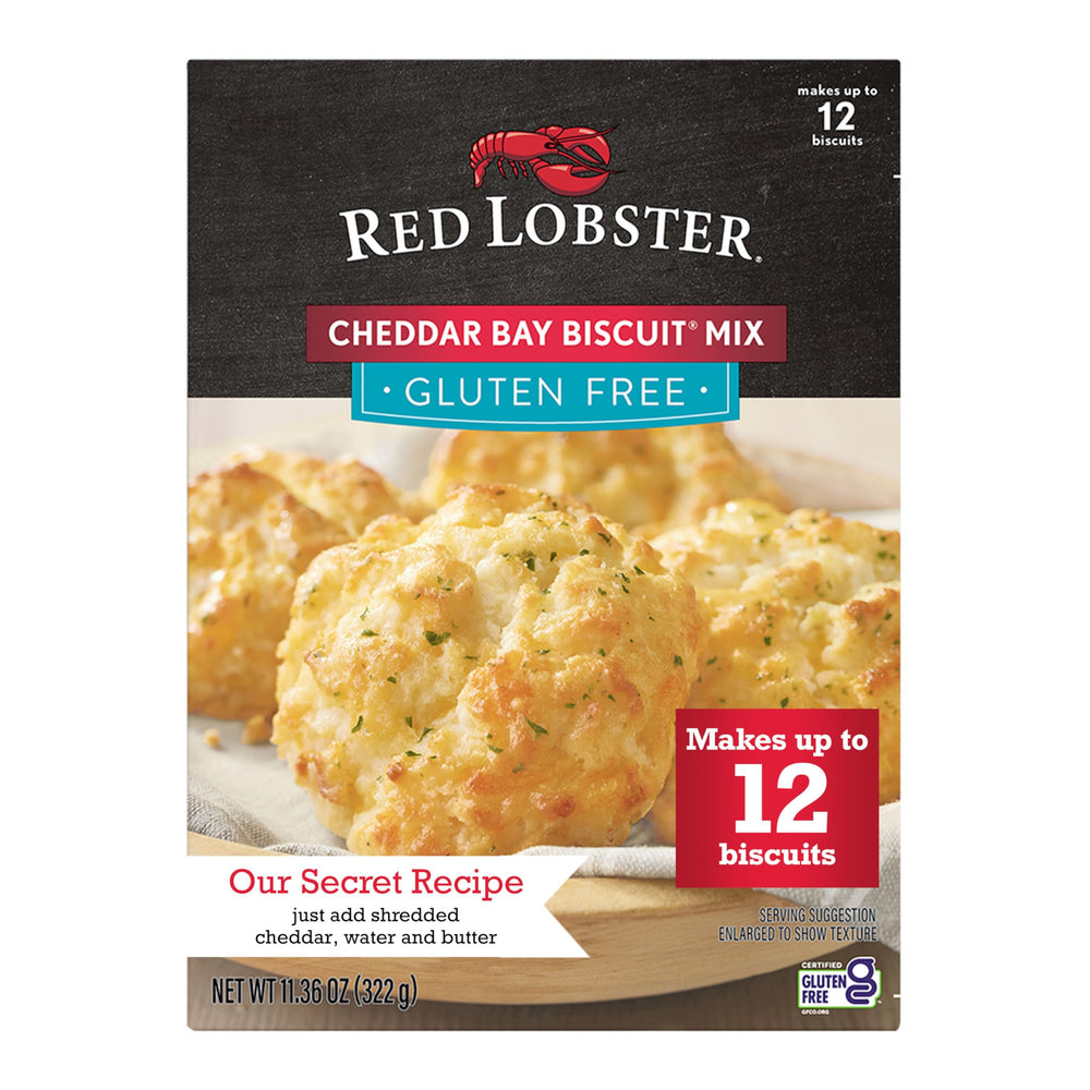 Red Lobster gluten free cheddar bay biscuit mix box ready for home baking