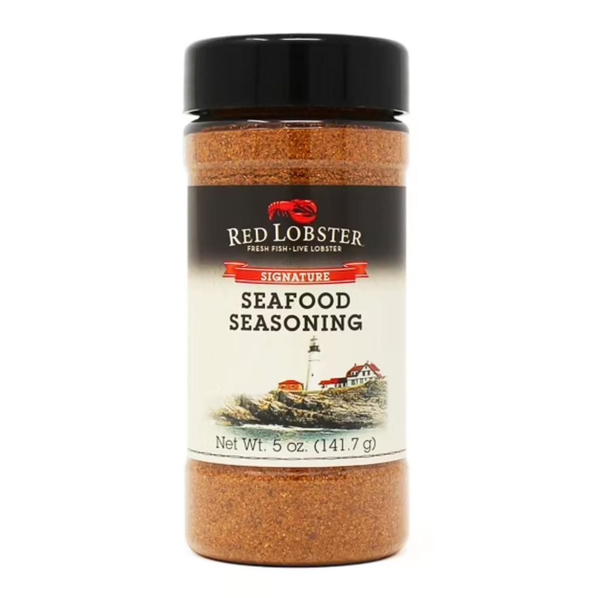 Red Lobster Signature Seafood Seasoning jar label highlighting restaurant-style seafood flavor