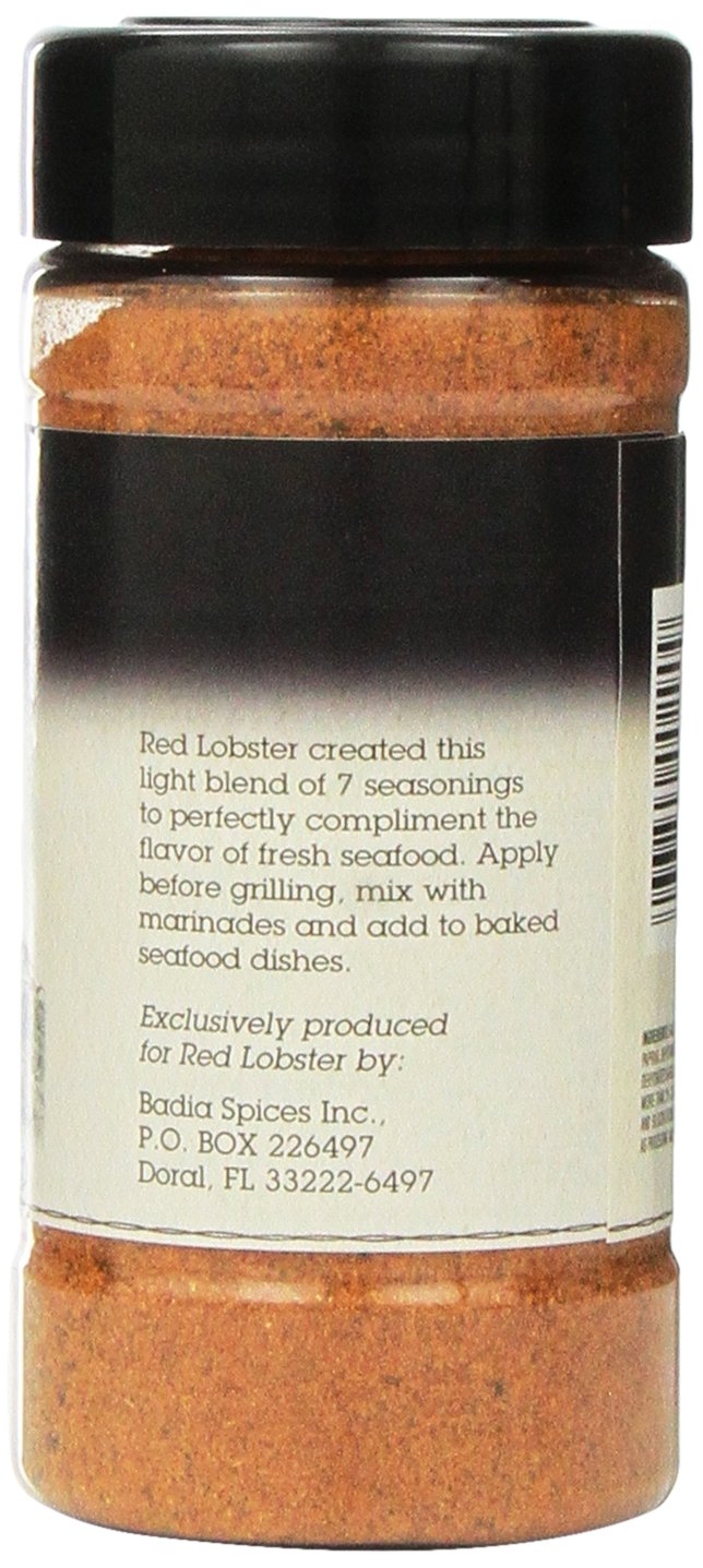 Red Lobster Signature Seafood Seasoning tub closeup shows 5 oz size