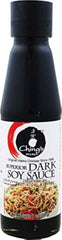 Red Rickshaw Chings Dark Soy Sauce bottle on pantry shelf for Asian cooking.