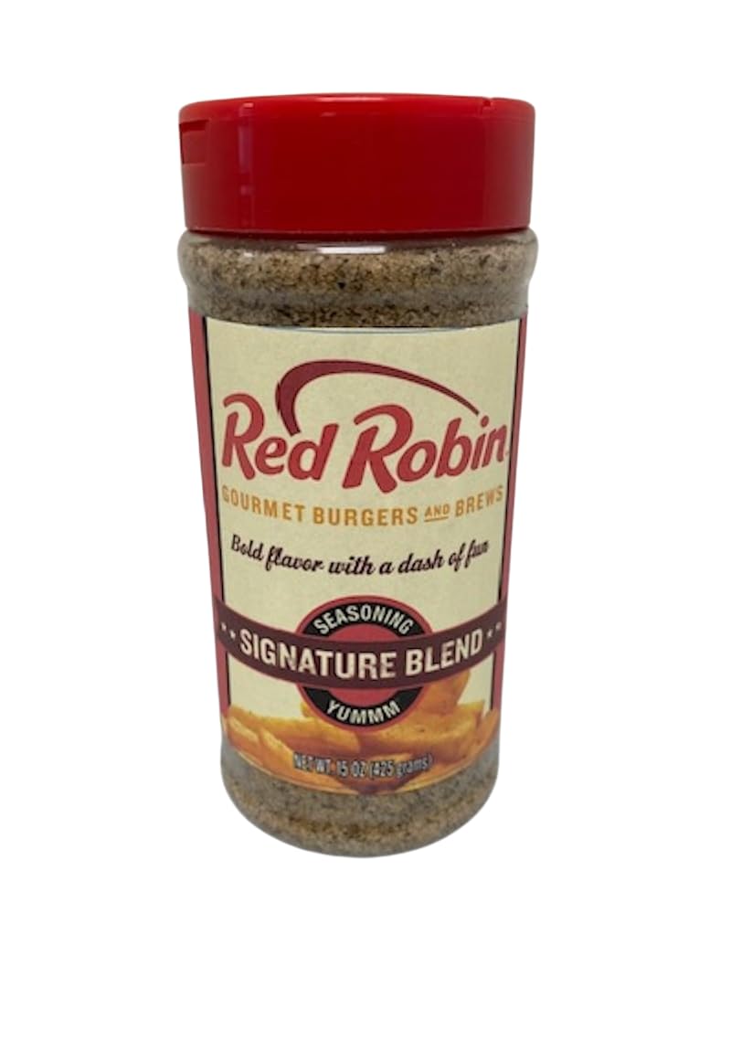 Red Robin Signature Seasoning bottle front for bold, natural flavor.
