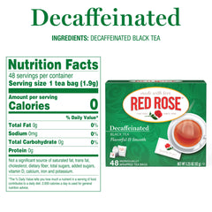 Red Rose 48-count box of decaffeinated tea for daily use