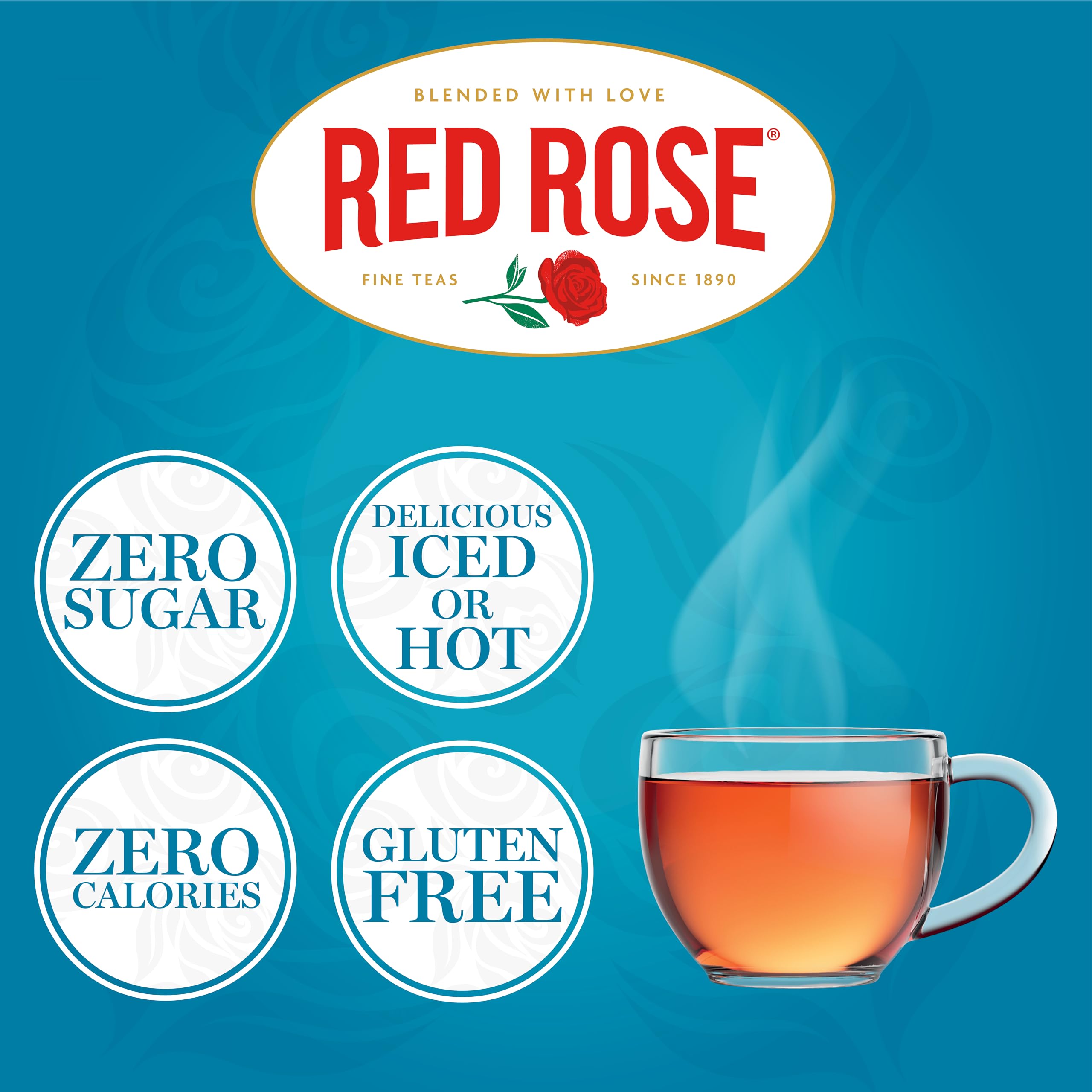 Red Rose decaf tea over ice, refreshing cold brew option.