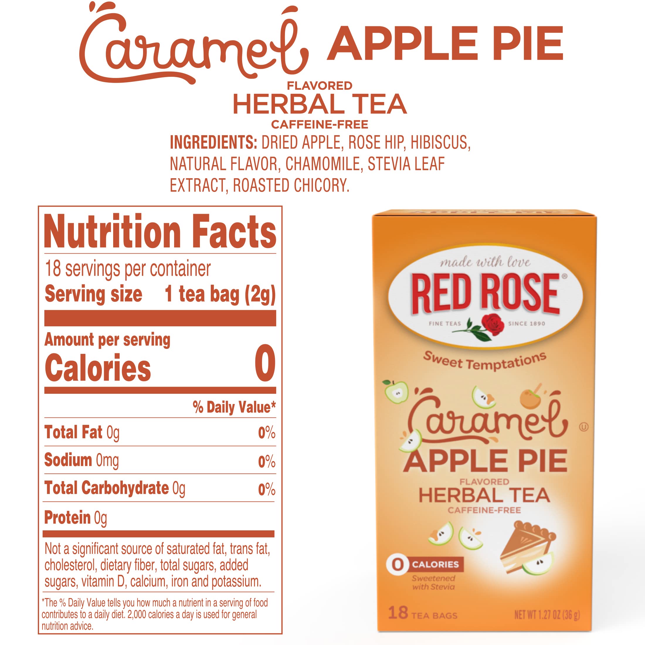 Red Rose dessert tea steeping in hot water reveals caramel-apple-pie notes