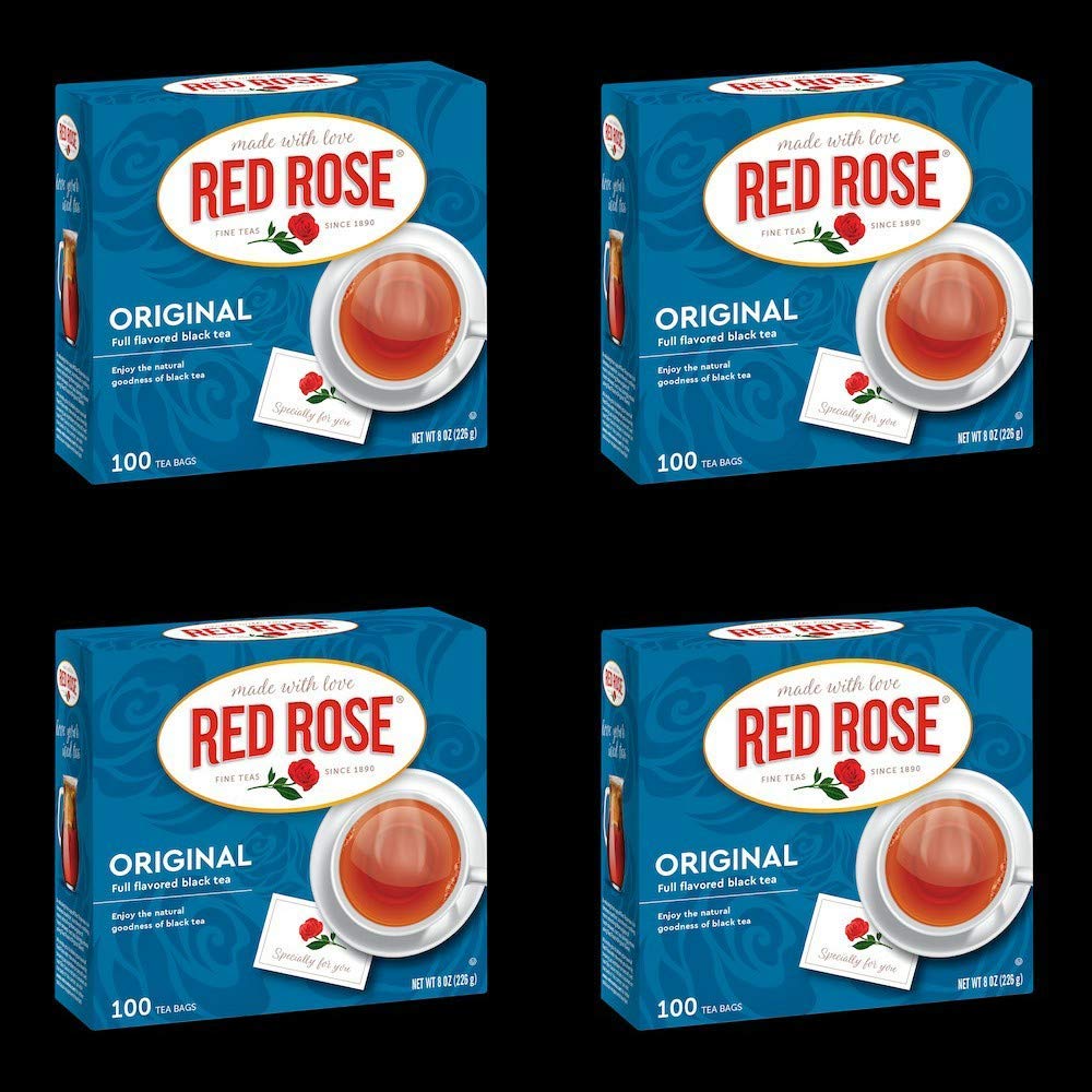 Red Rose Original Black Tea box stack for convenient four-pack daily brewing