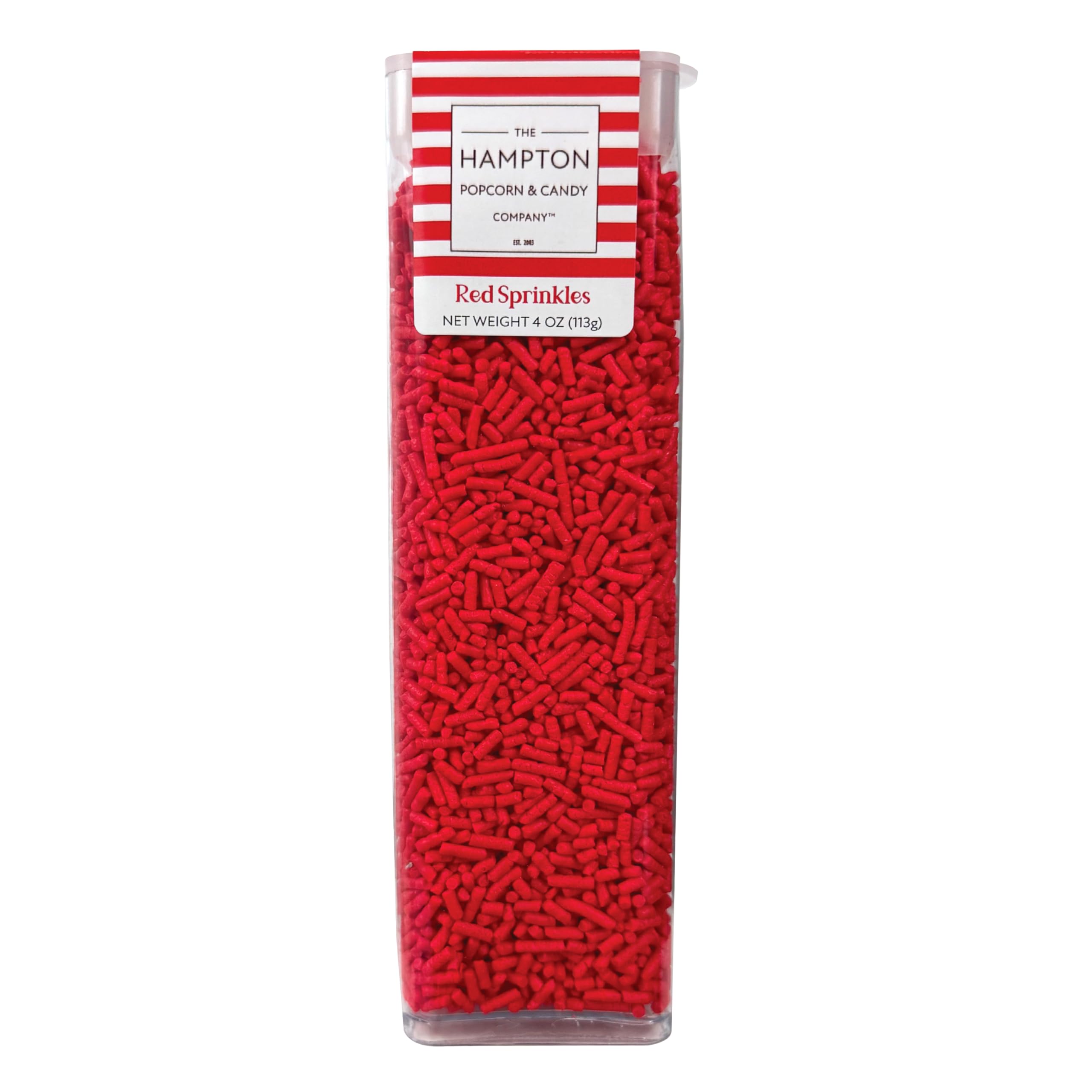 Hampton red sprinkles elevate party desserts with cheerful color.