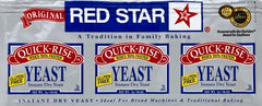 Red Star yeast close-up shows granulated texture, ideal for bread machines.